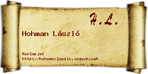 Hohman László névjegykártya