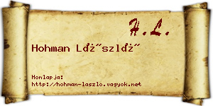 Hohman László névjegykártya